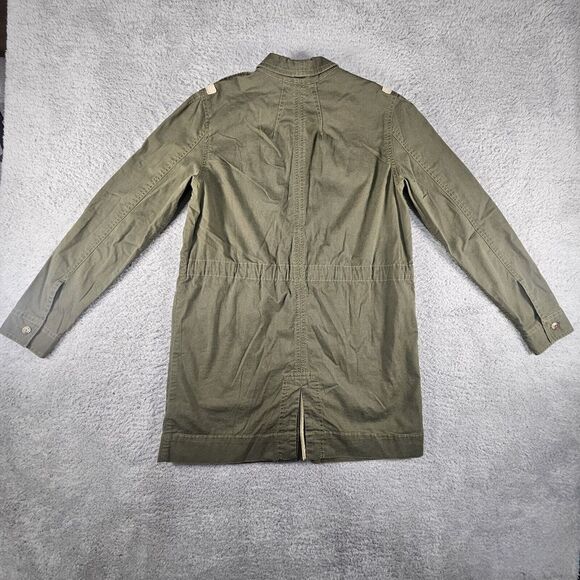 Cabi Anorak Military Jacket Womens S Olive Green Long Zip‎ Pockets Camo Army - Picture 9 of 14